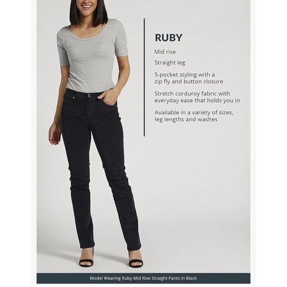 NEW JAG Petite Ruby Mid Rise Straight Leg Pants-Legacy 8P - Picture 3 of 7